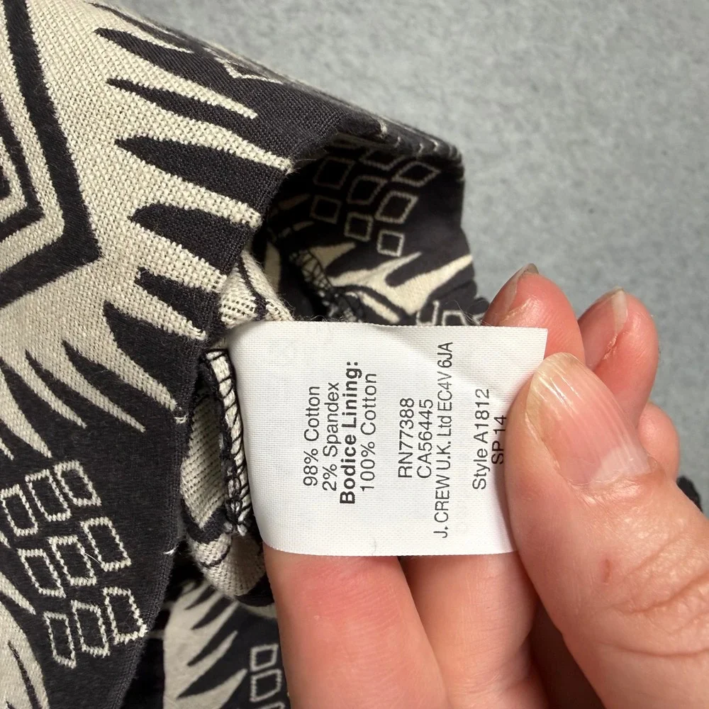 J.Crew Geometric Ikat Southwestern Autumn Wedding Dress Black White Size 2 New